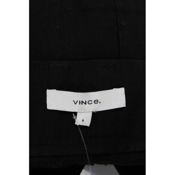 Vince Womens Linen Blend High Waisted Buttoned Tapered Dress Pants Black Size 6 - Picture 6 of 6